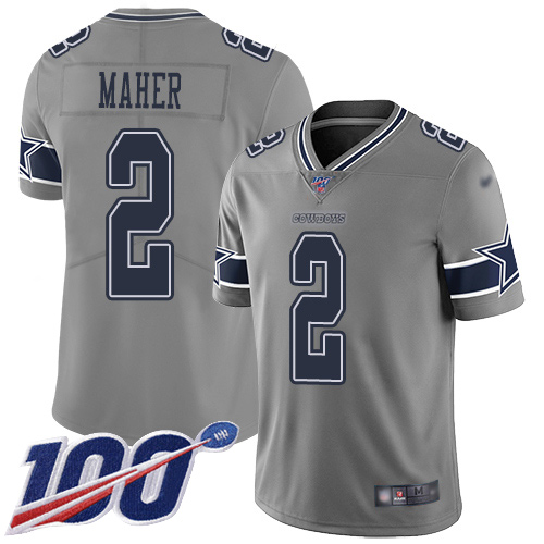 Men Dallas Cowboys Limited Gray Brett Maher 2 100th Season Inverted Legend NFL Jersey
